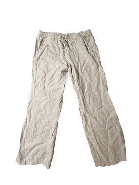 Tommy Bahama Large Linen Drawstring Pants Beige Khaki Beach Resort Coastal Boho
